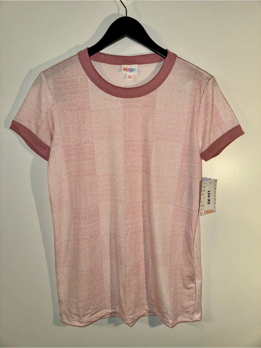 LulaRoe Liv Tee with Dusty Rose Trim